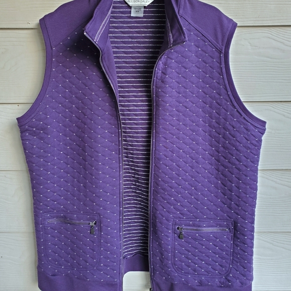 ALLISON DALEY Metallic Speckled Quilted Zip-up Cool Weather Vest - Picture 3 of 10